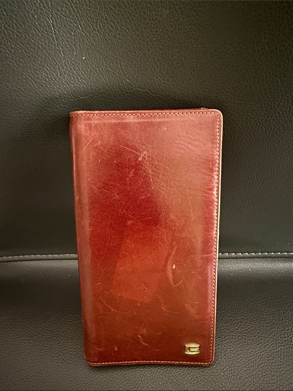 GIUDI Italy 1975 Genuine Leather Vera Pelle  Long Bifold Wallet in Deep Burgundy